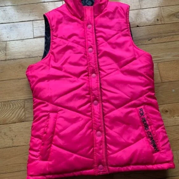 FOX Riders Company Reversible Puffer Vest Pink Plaid Women’s Medium - Picture 5 of 10